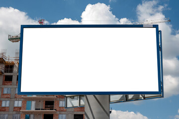 Fototapeta premium Advertising billboard mock-up infront of the construction site