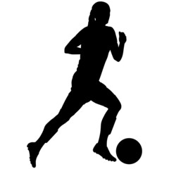 Female Soccer player, Woman's Soccer in motion. Women's football running up for ball tee shot front view sport Silhouette