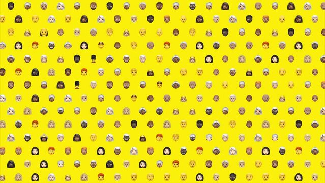Emoji Smiley Face Background Filled With Tinny Icons. Social Style Background. 4k Video