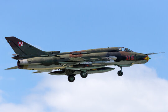 Payerne, Switzerland - September 2, 2014: Polish Air Force (Sily Powietrzne) Sukhoi Su-22M4 (Sukhoi Su-17) fighter/attack aircraft.