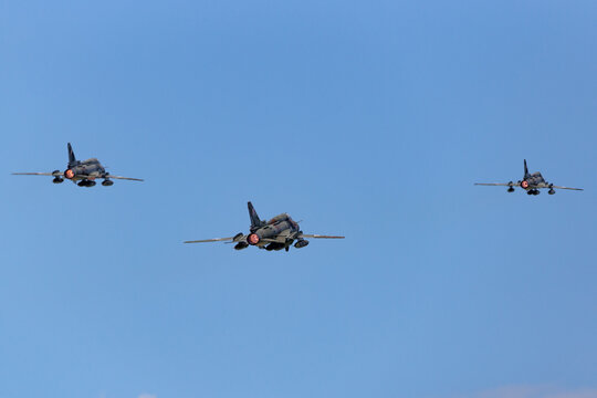 Payerne, Switzerland - September 2, 2014: Polish Air Force (Sily Powietrzne) Sukhoi Su-22M4 (Sukhoi Su-17) fighter/attack aircraft.