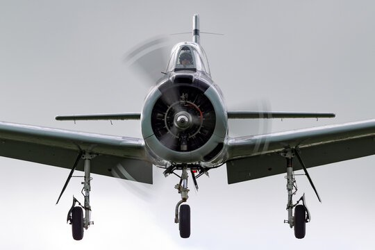Temora, Australia - August 3, 2013: North American T-28D Trojan aircraft VH-MEO the was used as a trainer and light attack aircraft.