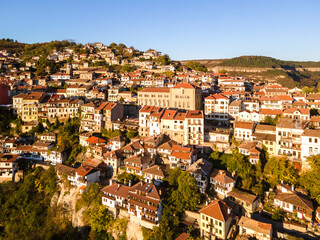Fototapeta na wymiar Aerial Sunset view of city of Veliko Tarnovo, Bulgaria
