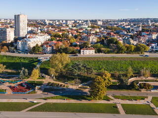 Fototapeta na wymiar Aerial view of City of Ruse, Bulgaria