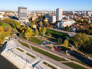 Fototapeta na wymiar Aerial view of City of Ruse, Bulgaria