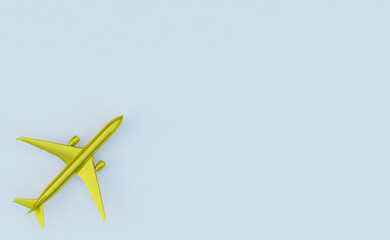 3d illustration, plane in flight, copy space, 3d rendering