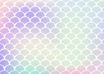 Holographic mermaid background with gradient scales.