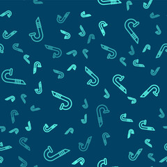 Fototapeta na wymiar Green line Snorkel icon isolated seamless pattern on blue background. Diving underwater equipment. Vector