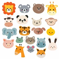 Stickers meubles Ensemble d animaux mignons dessin à la main collection dessin animé d& 39 animaux