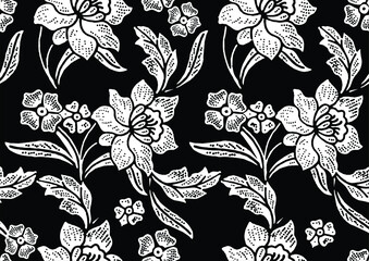 Plant Motif, Indonesian batik motifs with very distinctive, exclusive plant patterns. vector EPS 10 - obrazy, fototapety, plakaty