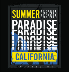 summer paradise california typography tee shirt design graphic print