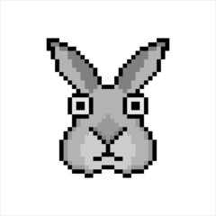 Bunny head with pixel art. Vector illustration.