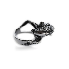 Naklejka premium Hard rock finger ring. Awesome metal rings. Heavy metal unisex accessories. Rock style rings.