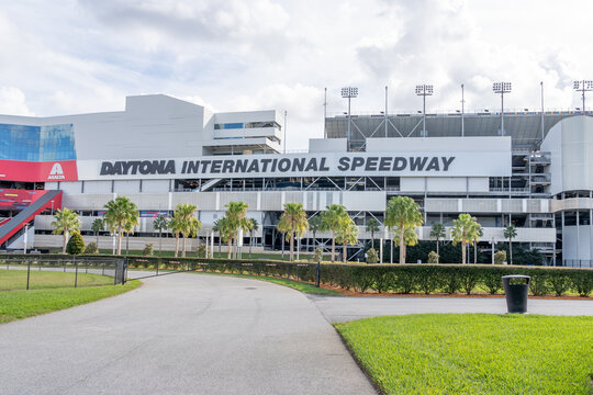 Daytona Beach, Fl, USA - January 13, 2022: Daytona International Speedway in Daytona Beach, Fl, USA. Daytona International Speedway is a race track. 