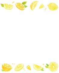 シンプルで可愛い手描きのレモンのフレーム
