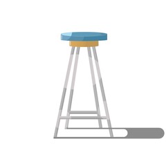 illustration of a blue bar stool with high aluminum legs, can be used for an illustration of the interior of a bar