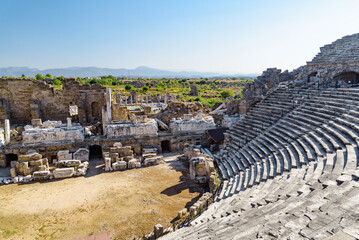 Obraz premium View of the ancient theatre in Side, Turkey