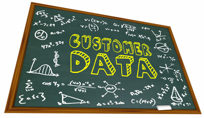 Customer Data Personal Information PIA Consumer Privacy Sensitive Info Chalkboard 3d Illustration