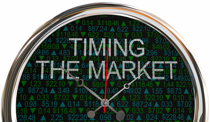 Timing the Market Clock Best Time Buy Sell Trade Stocks 3d Illustration