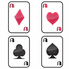 Four aces flat. Vector aces set.