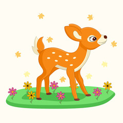 Cute Baby Deer On Grass