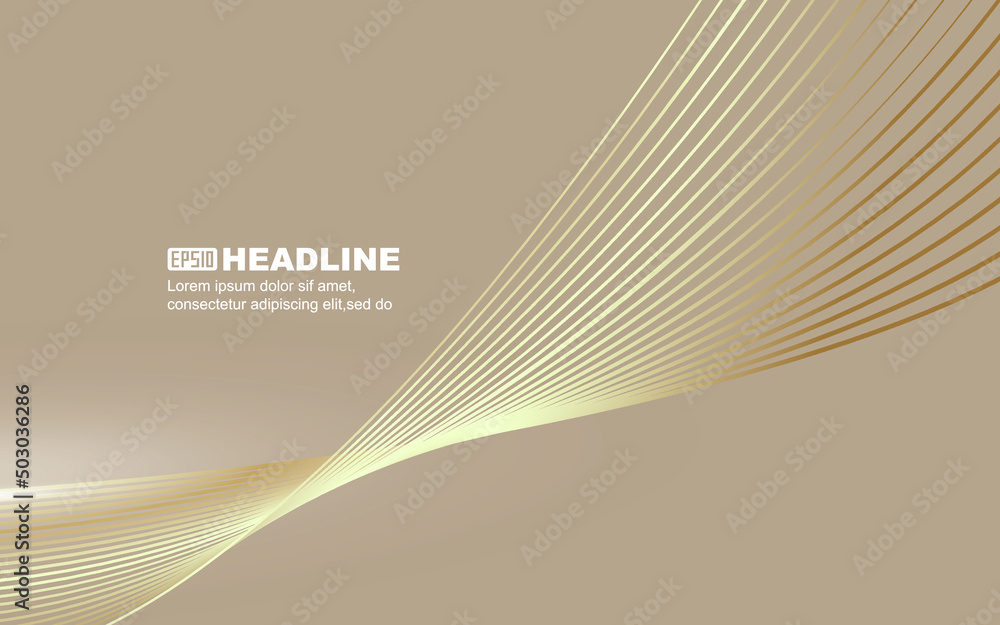 Poster golden curved smooth lines abstracted vector background