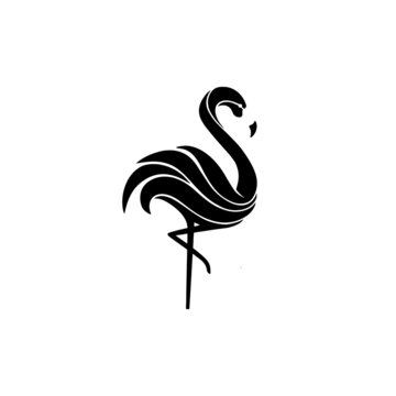 recommend clip art: flamingo silhouette logo on white background