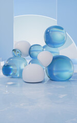 Soft balls, creative geometric background, 3d rendering.