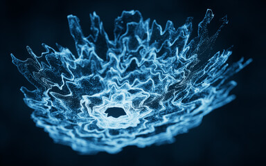 Abstract particles with wave pattern, 3d rendering.