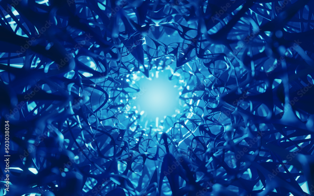Poster neurological net system, organic background, 3d rendering.