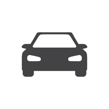 vector illustration of a flat design minimalist car icon from the front.