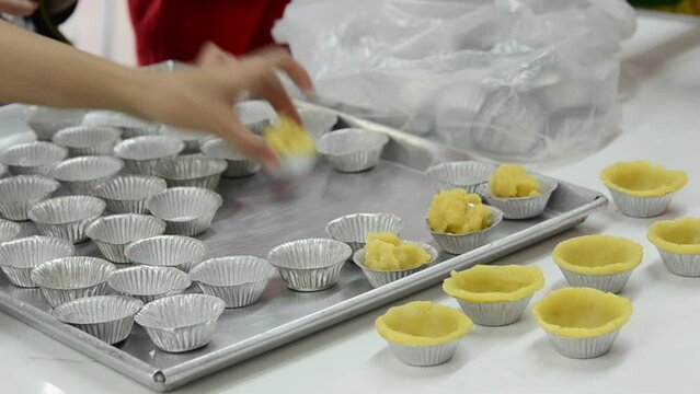 Tarts production process , Empty tart pastry for sweet filling.