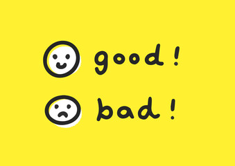 GOOD BAD 顔文字　マーク　手描きイラスト