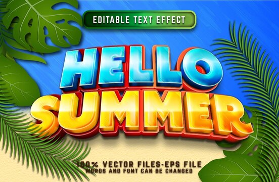 hello summer 3d cartoon text effect premium vectors
