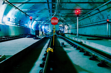 Light Rail Transit Derailleur in Tunnel