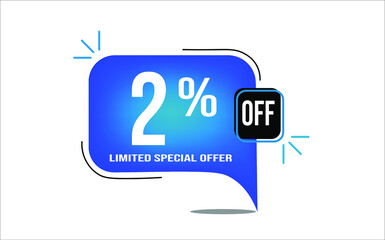 2% off blue balloon. Wholesale buy and sell banner. Limited special offer.