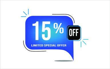 15% off blue balloon. Wholesale buy and sell banner. Limited special offer.