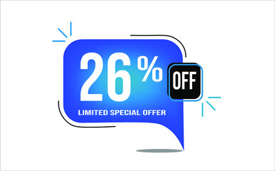 26% off blue balloon. Wholesale buy and sell banner. Limited special offer.