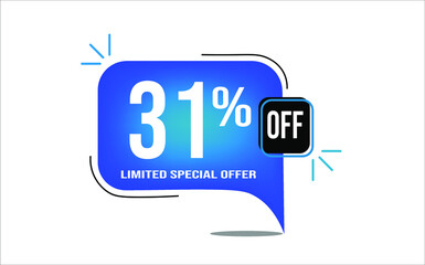 Obraz premium 31% off blue balloon. Wholesale buy and sell banner. Limited special offer.