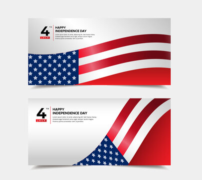 Collection of American independence day design banner vector. 4th of july independence day banner template