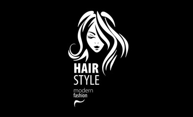 Vector illustration of a womans hairstyle on a black background