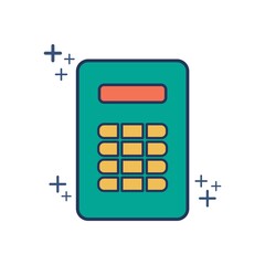 Fototapeta premium Calculator icon vector illustration glyph style design with color and plus sign. Isolated on white background.