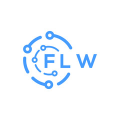 FLW technology letter logo design on white  background. FLW creative initials technology letter logo concept. FLW technology letter design.