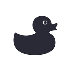 rubber duckling, black icon on a white background.