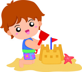 child playing on the beach