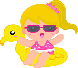 A cute girl in the pool