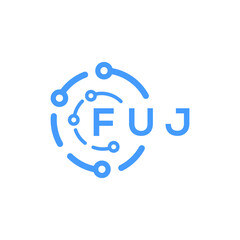 FUJ technology letter logo design on white  background. FUJ creative initials technology letter logo concept. FUJ technology letter design.
