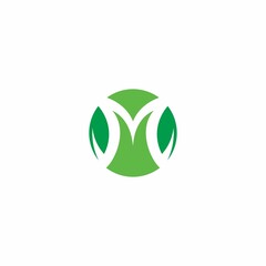 Green M lettermark logo icon vector template.