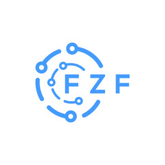FZF technology letter logo design on white  background. FZF creative initials technology letter logo concept. FZF technology letter design.
