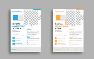 Modern Corporate business flyer template design set or a4 flyer template with blue, green, red and yellow color. marketing, business proposal, promotion flyer.